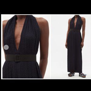 Raey NWT Halter Seersucker Dress Blk XS - very Toteme Lemaire Matches Jil Sander